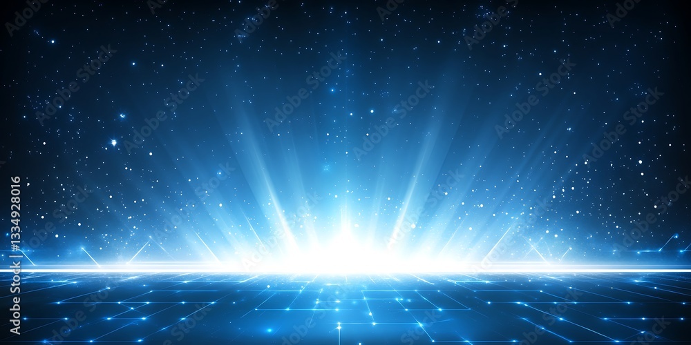 Poster abstract digital network background with light and star elements rendering