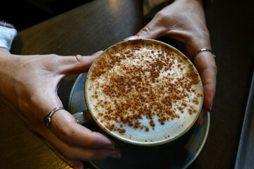 Coffee cup as morning breakfast personal ritual 