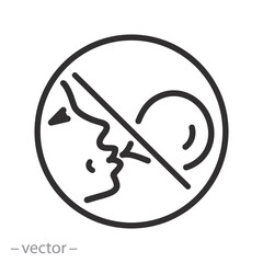no chewing gum icon, prohibited bubblegum, do not gum sign, line vector illustration