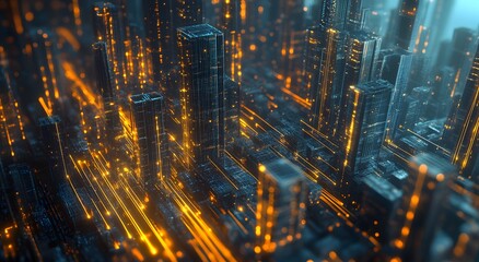 A modern digital city for future generations, representing the development of smart cities and providing the concept of an eco-friendly city. A pollution-free modern city.