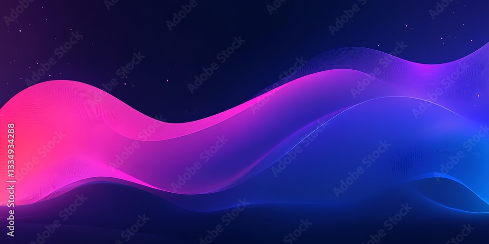 Poster Fluid gradient waves flow across the background to create an elegant design