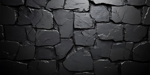 Intense and Dark Stone Wall Facade with Rough Texture Background