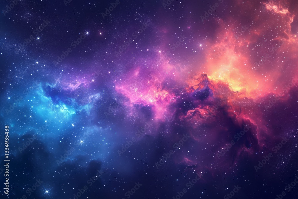 Poster vibrant cosmic tapestry of nebula clouds and sparkling star clusters in the deepest reaches of the u