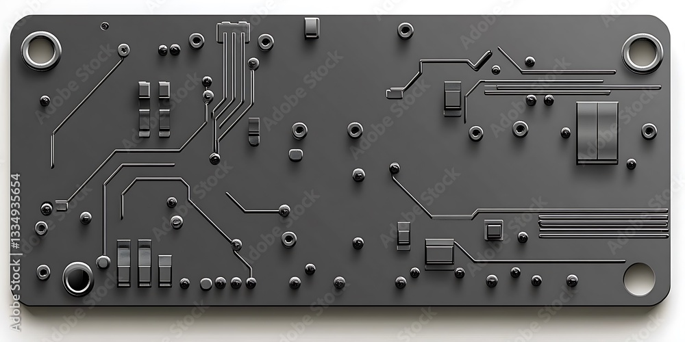 Poster sleek gray circuit board design with intricate electronic pathways and components