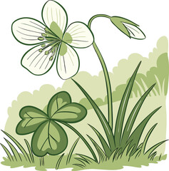  Water color Irish shamrock flower