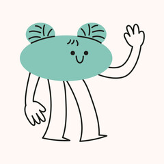 Cute character shape with funny expression. Cartoon isolated vector illustration.