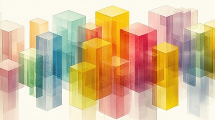 Fototapeta premium Colorful Transparent Cubes in Various Sizes on Light Background Creating a Vibrant Visual Effect