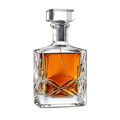 Crystal Decanter of Golden Brown Liquid Premium Alcohol Beverage,