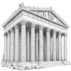 Fototapeta premium Greek temple line art illustration high resolution photo
