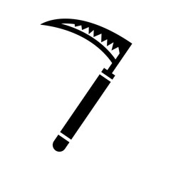 Sharp scythe silhouette icon. Vector.