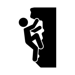 Rock climbing silhouette icon. Vector.