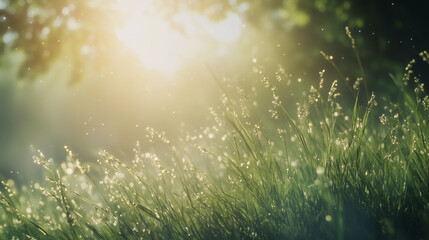 beautiful view of garden during spring time with flowers in sunlight, outdoor nature background