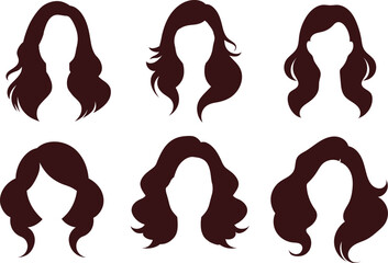 set of woman hair silhouettes vector illustration	

