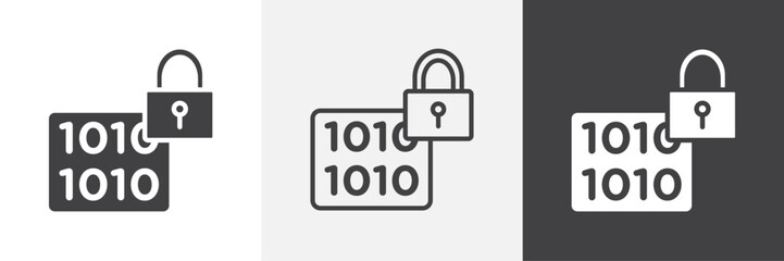 Binary Lock icons in Thin line black color. flat simple vector symbols illustration.