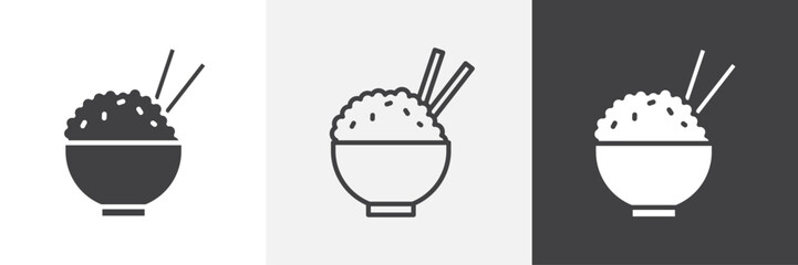 Bowl rice icons in Thin line black color. flat simple vector symbols illustration.