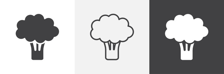 Broccoli icons in Thin line black color. flat simple vector symbols illustration.