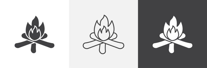 Campfire icons in Thin line black color. flat simple vector symbols illustration.
