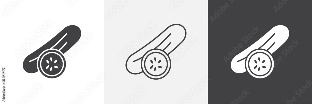 Poster cucumber icons in thin line black color. flat simple vector symbols illustration.