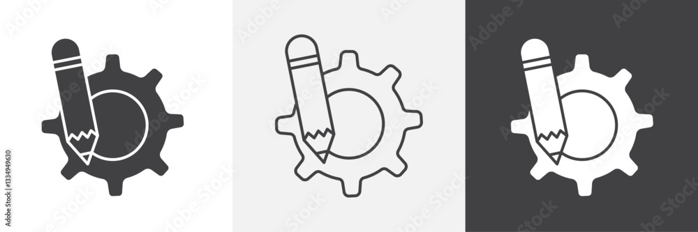 Poster customize settings icons in thin line black color. flat simple vector symbols illustration.