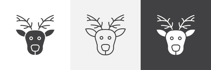 Deer rudolph icons in Thin line black color. flat simple vector symbols illustration.