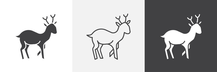 Deer icons in Thin line black color. flat simple vector symbols illustration.