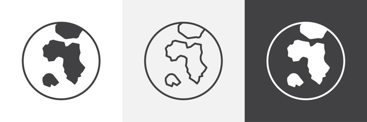 Earth africa icons in Thin line black color. flat simple vector symbols illustration.