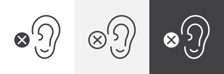 Ear deaf icons in Thin line black color. flat simple vector symbols illustration.
