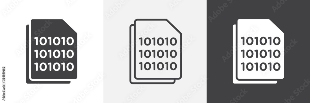 Poster file binary icons in thin line black color. flat simple vector symbols illustration.