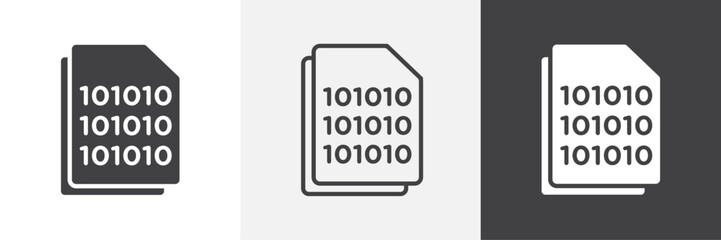 File Binary icons in Thin line black color. flat simple vector symbols illustration.