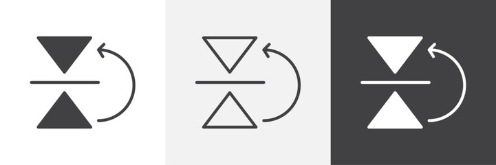 Flip horizontal icons in Thin line black color. flat simple vector symbols illustration.