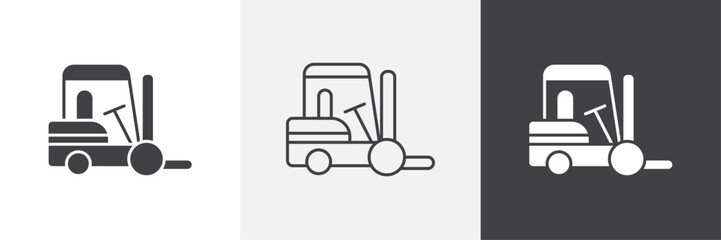 Forklift icons in Thin line black color. flat simple vector symbols illustration.
