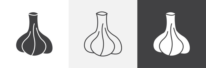 Garlic icons in Thin line black color. flat simple vector symbols illustration.