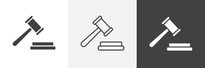 Gavel icons in Thin line black color. flat simple vector symbols illustration.