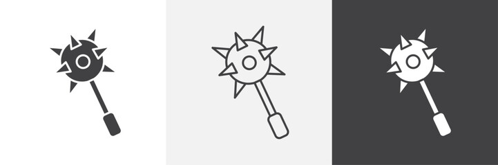 Mace icons in Thin line black color. flat simple vector symbols illustration.