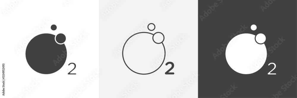 Poster oxygen o2 icons in thin line black color. flat simple vector symbols illustration.