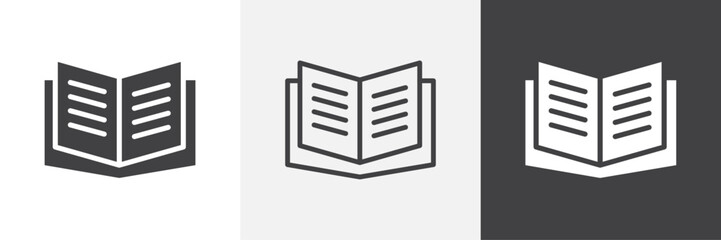 Open Book icons in Thin line black color. flat simple vector symbols illustration.
