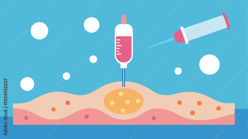 Poster nutrient delivery background elements showing a syringe delivering exosomes into the skin during the