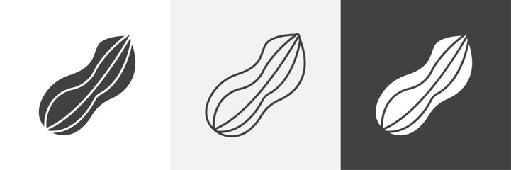 Peanut icons in Thin line black color. flat simple vector symbols illustration.