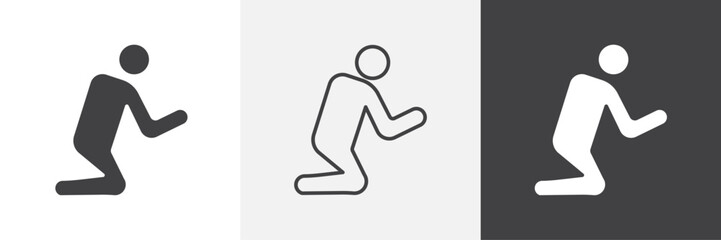 Person Praying icons in Thin line black color. flat simple vector symbols illustration.