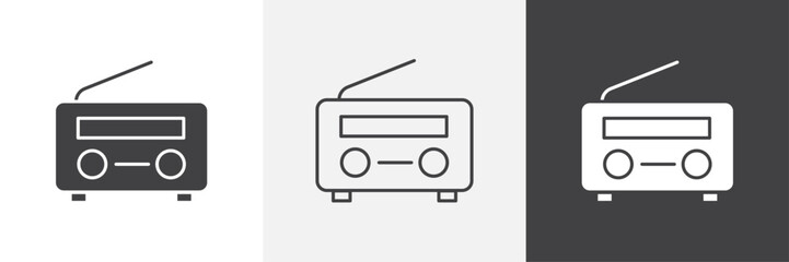 Radio icons in Thin line black color. flat simple vector symbols illustration.