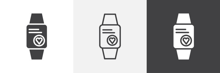 Smart watch icons in Thin line black color. flat simple vector symbols illustration.