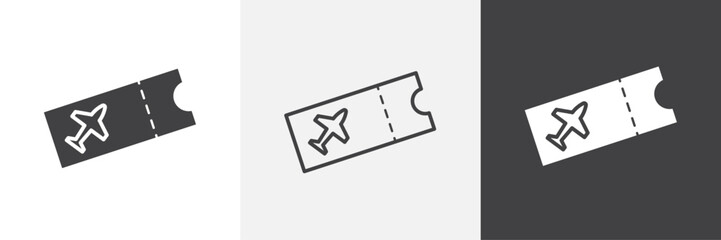 Ticket airline icons in Thin line black color. flat simple vector symbols illustration.