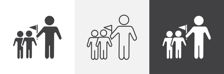 Tour guide people icons in Thin line black color. flat simple vector symbols illustration.