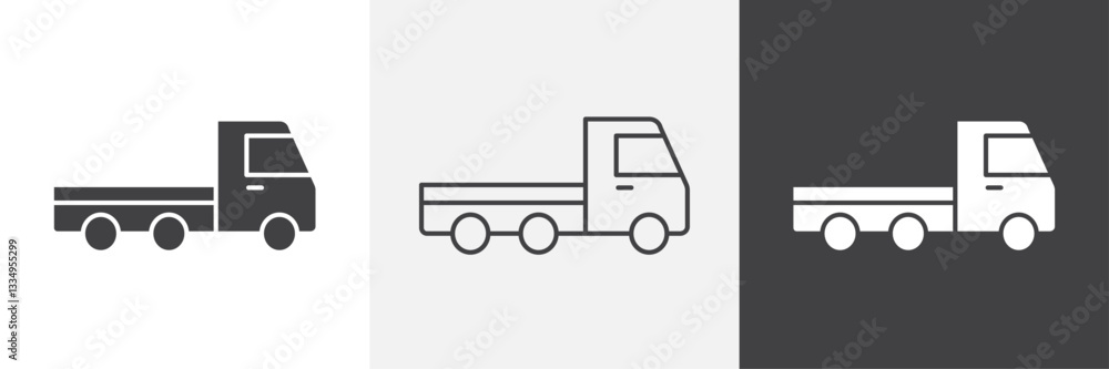 Poster truck container empty icons in thin line black color. flat simple vector symbols illustration.