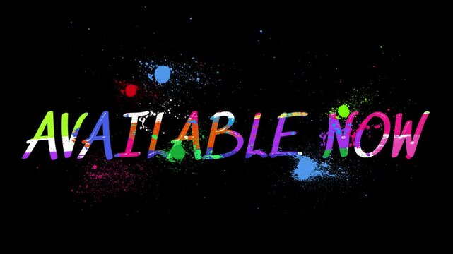 Now available colorful mounted on a dark gray brick wall, creating a bold and minimalistic promotional display
