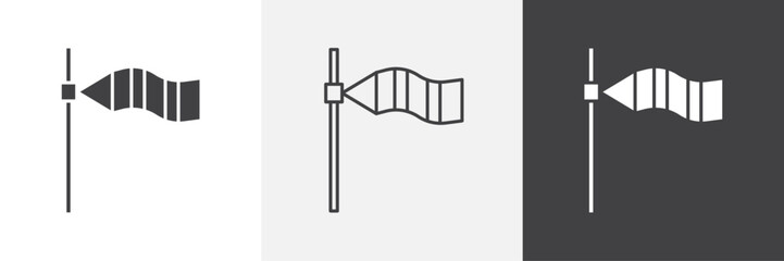 Windsock icons in Thin line black color. flat simple vector symbols illustration.