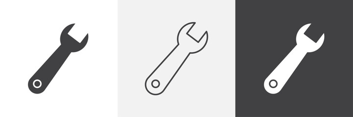 Wrench icons in Thin line black color. flat simple vector symbols illustration.