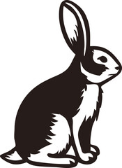 Elegant Black Silhouette Bunny – Vector Animal Design