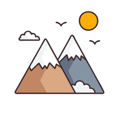 snow mountain colored icon on transparent background 
