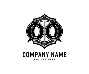 OO Monogram logo Design. Monochrome logo Design Elegant OO Shield Crest, Vector